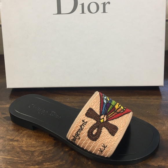 Dior Shoes - Dior Black Tarot Judgement Embroidered Slippers